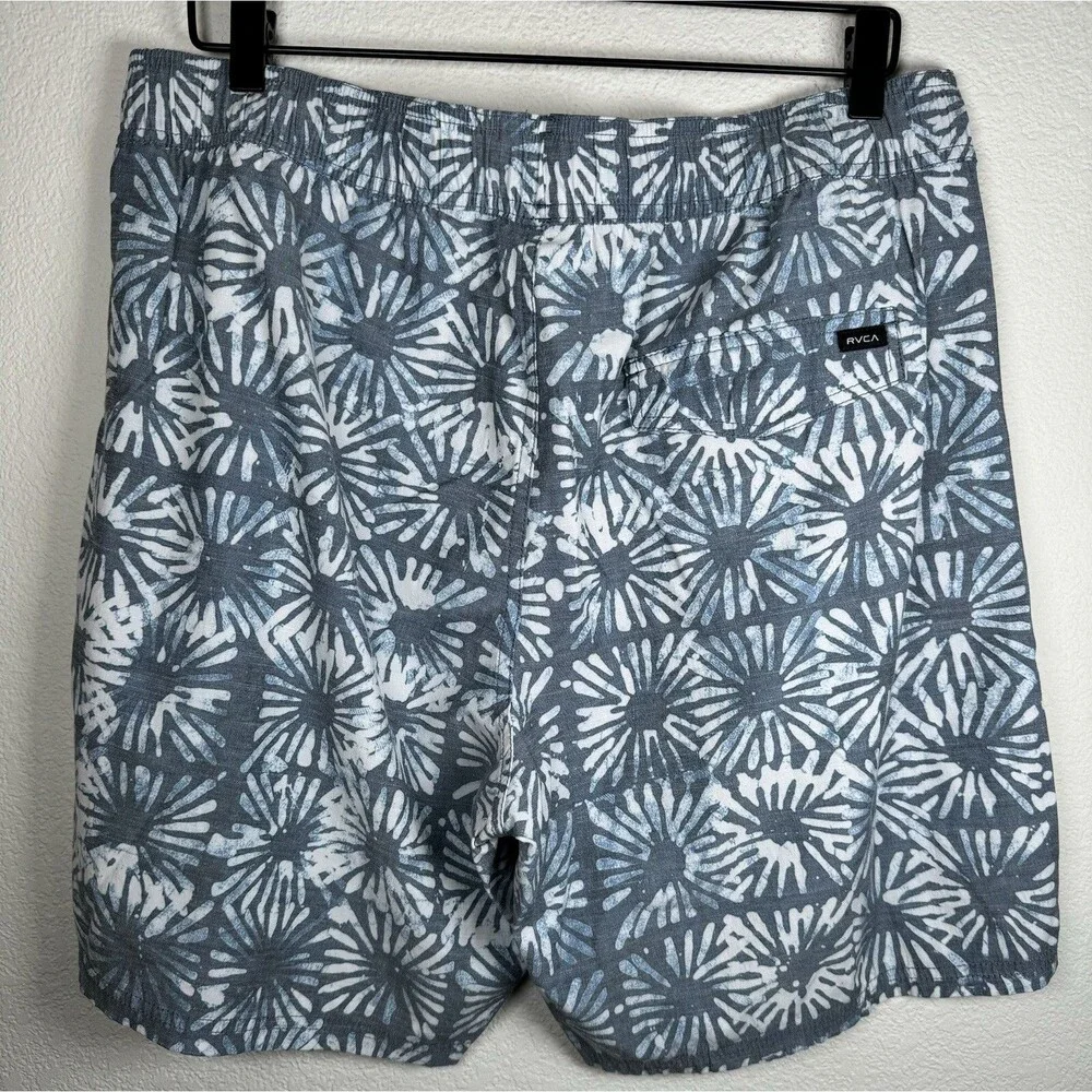 RVCA Hybrid Board‎ Shorts Mens XL Blue Gray Floral Sun Burst Surf Swim Trunks